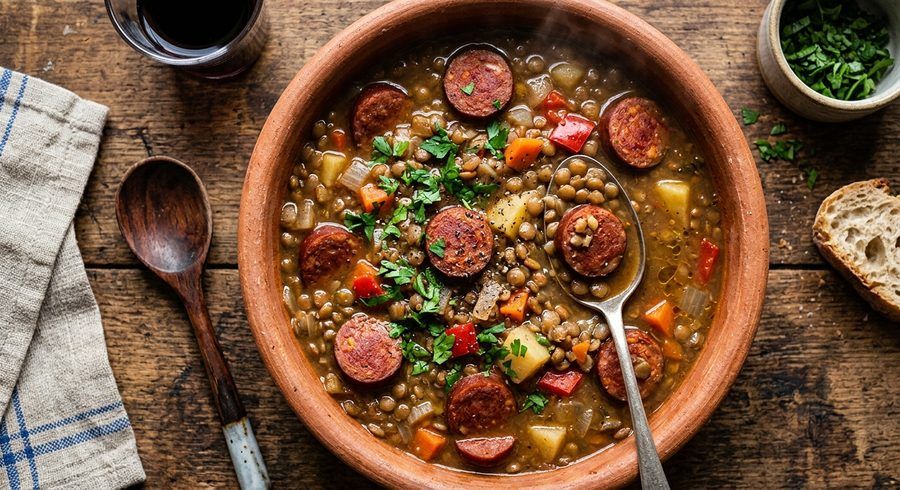 Lentejas con longaniza